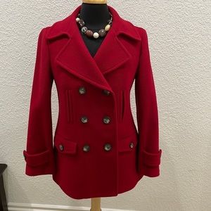 Red double Breasted pea coat